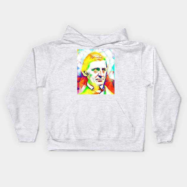 Ralph Waldo Emerson Golden Colourful Portrait | Ralph Waldo Emerson Artwork 12 Kids Hoodie by JustLit